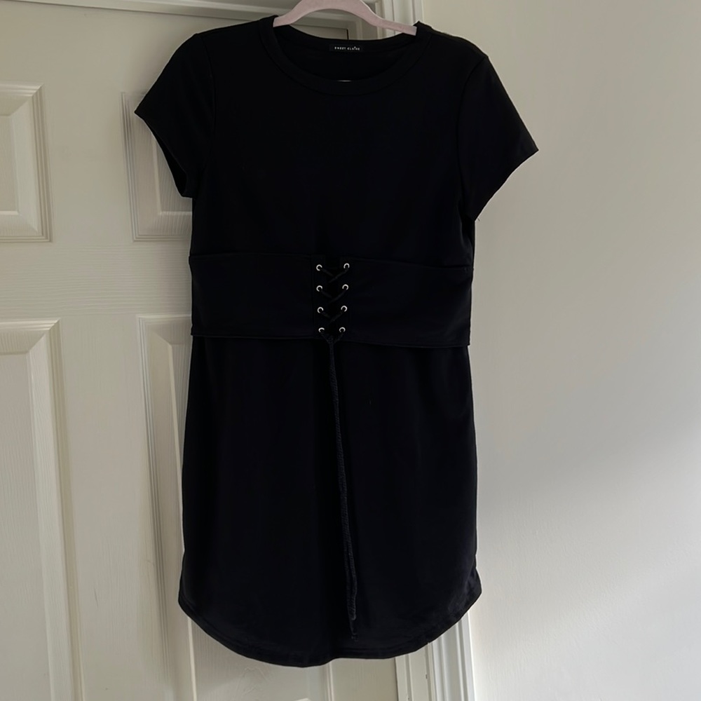 Sweet Claire Lace Up Black Dress | Size M